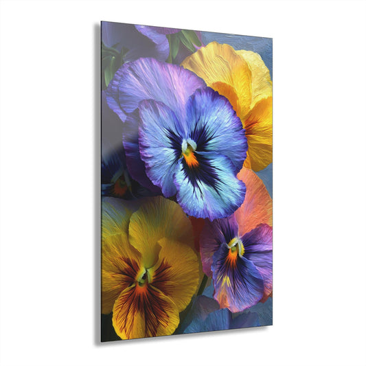 ColorFlow | Artistic Pansy Bloom Metal Wall Art | Bold Purple Yellow Floral Decor | Modern Botanical Wall Statement