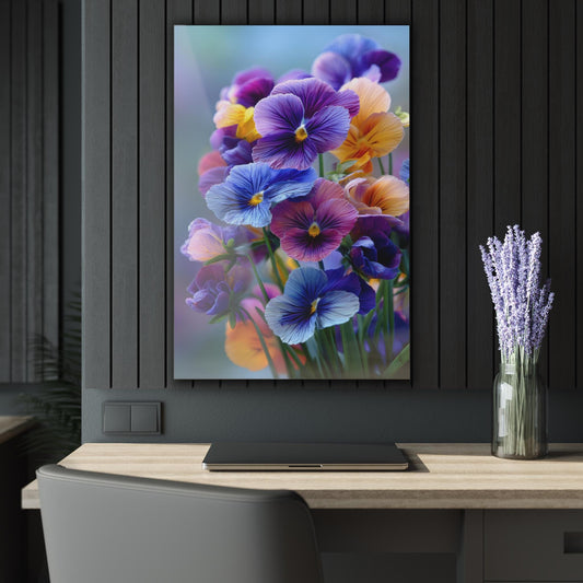 ColorFlow | Pastel Spring Pansy Bouquet Metal Wall Art | Soft Rainbow Floral Decor | Elegant Garden Wall Accent