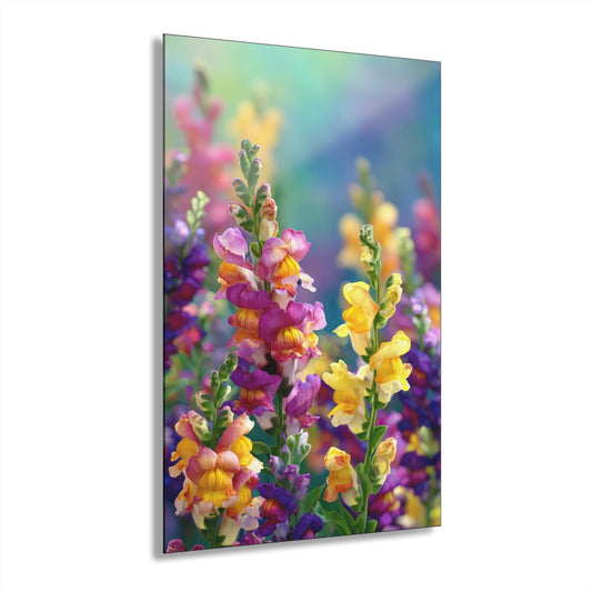 ColorFlow | Dreamy Pastel Snapdragon Bouquet Metal Wall Art | Soft Rainbow Floral Decor | Whimsical Garden Wall Accent