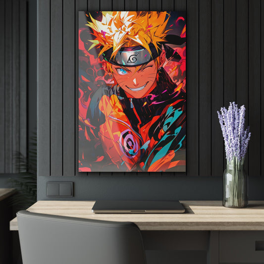 ColorFlow | Blazing Ninja Warrior Anime Metal Wall Art | Fiery Orange Manga Inspired Action Decor for Gamers