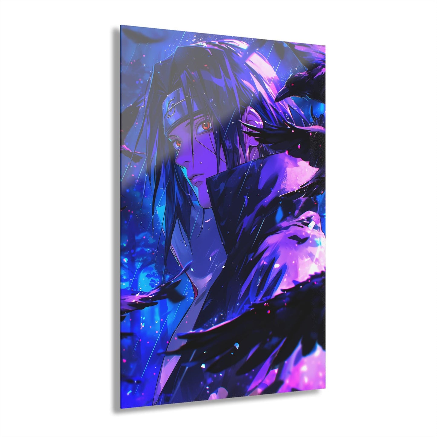 ColorFlow | Midnight Raven Shinobi Anime Metal Wall Art | Crimson Eye Manga Inspired Decor