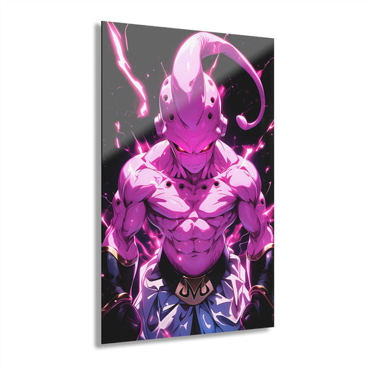 ColorFlow | Crimson Majin Overlord Anime Metal Wall Art | Dark Energy Manga Inspired Room Decor