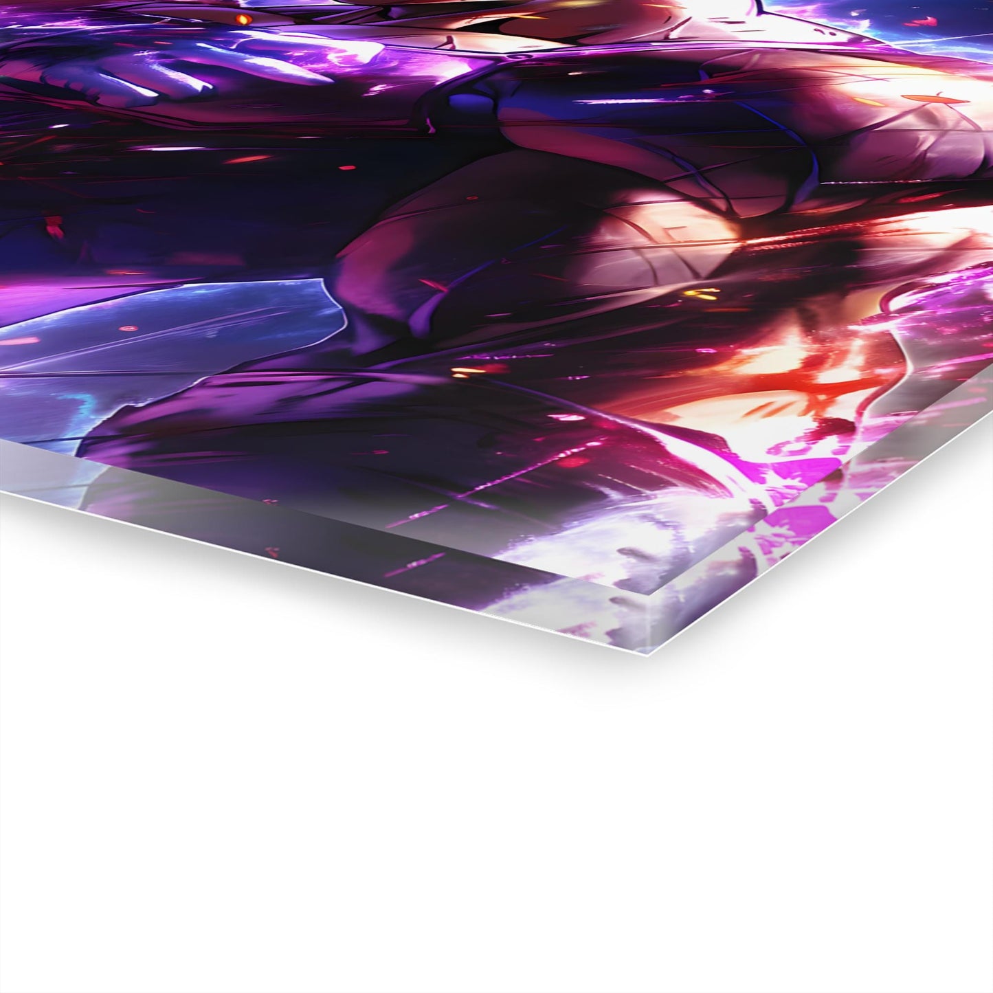 ColorFlow | Violet Aura Saiyan Prince Anime Metal Wall Art | Galactic Energy Manga Inspired Decor