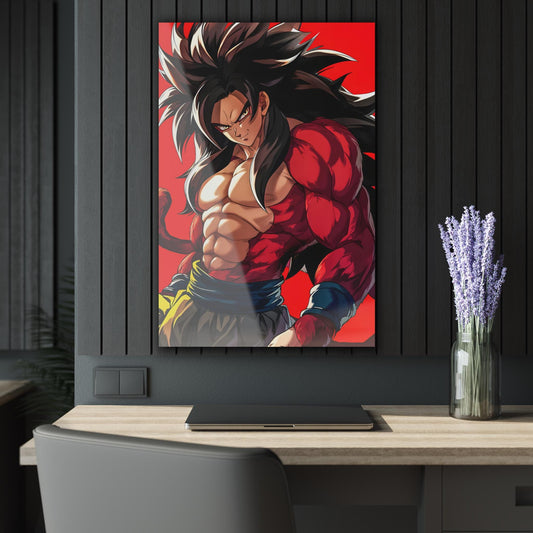 ColorFlow | Primal Shadow Saiyan Warrior Anime Metal Wall Art | Crimson Power Manga Inspired Decor