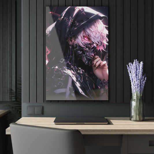 ColorFlow | Cyber Reaper Hooded Assassin Metal Wall Art | Dark Futuristic Anime Decor