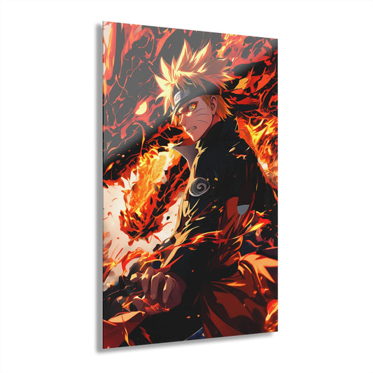 ColorFlow | Inferno Ninja Warrior Anime Metal Wall Art | Blazing Fox Fire Manga Inspired Decor