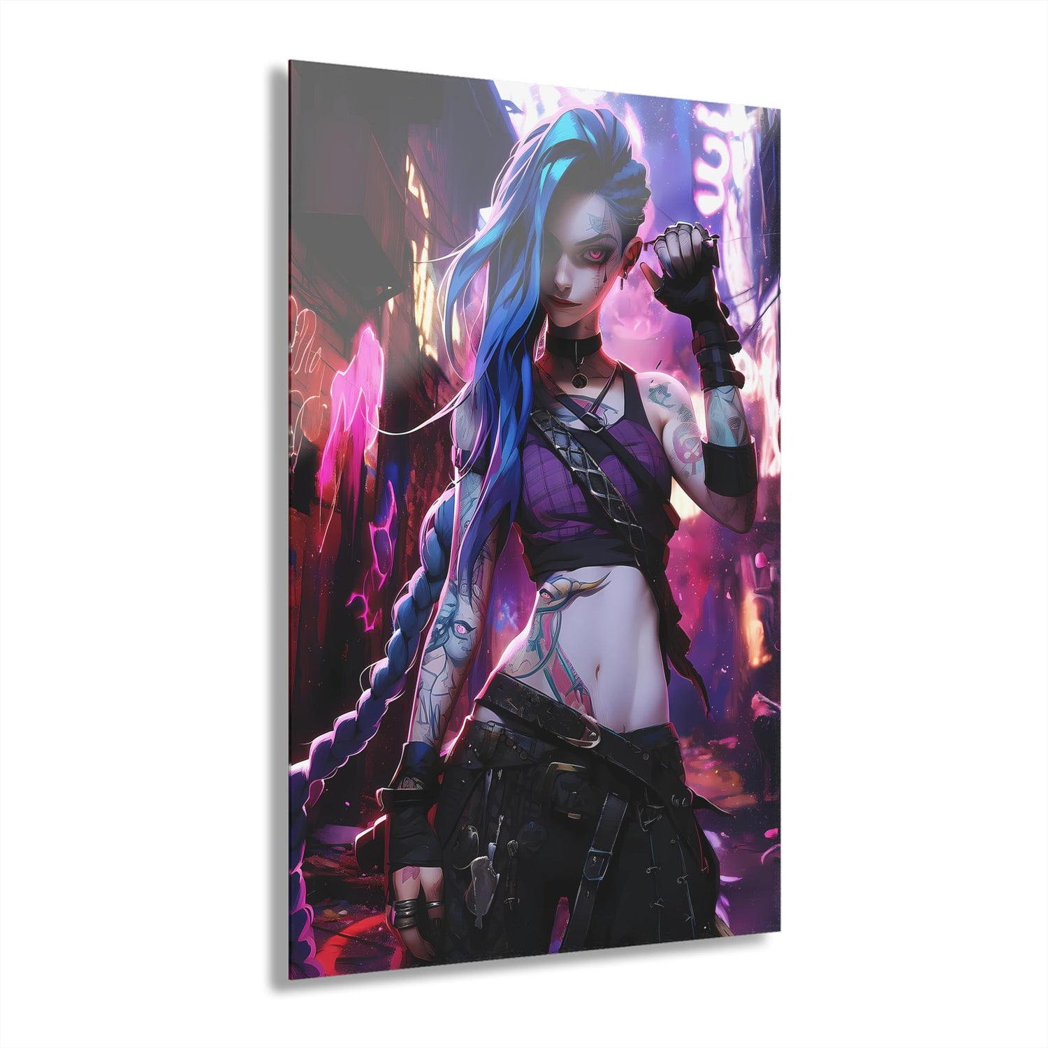 ColorFlow | Neon Rebel Street Fighter Anime Metal Wall Art | Cyberpunk Graffiti Manga Decor