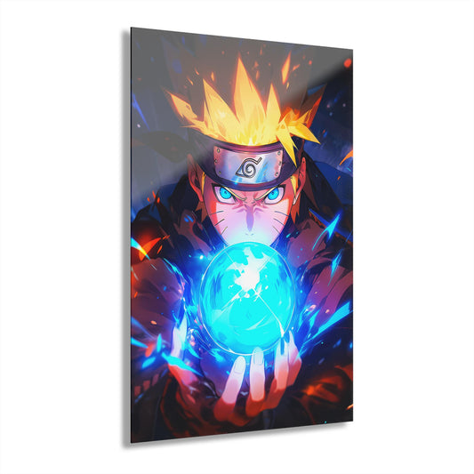 ColorFlow | Lightning Orb Ninja Warrior Anime Metal Wall Art | Electric Chakra Manga Decor
