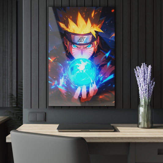 ColorFlow | Lightning Orb Ninja Warrior Anime Metal Wall Art | Electric Chakra Manga Decor