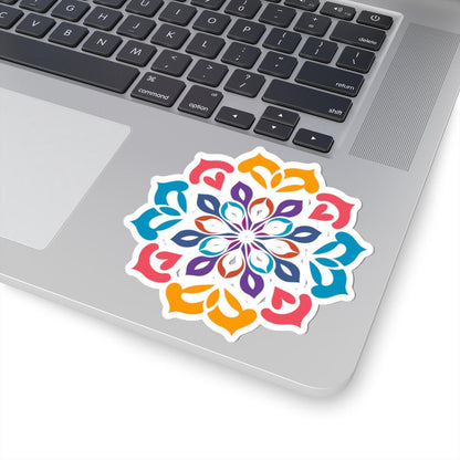 ColorFlow Mandala Sticker | Geometric Kaleidoscope Vinyl Decal, Boho Spiritual Decor