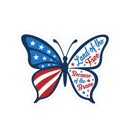 Patriotic Butterfly Sticker | Land of the Free Because of the Brave USA Decal