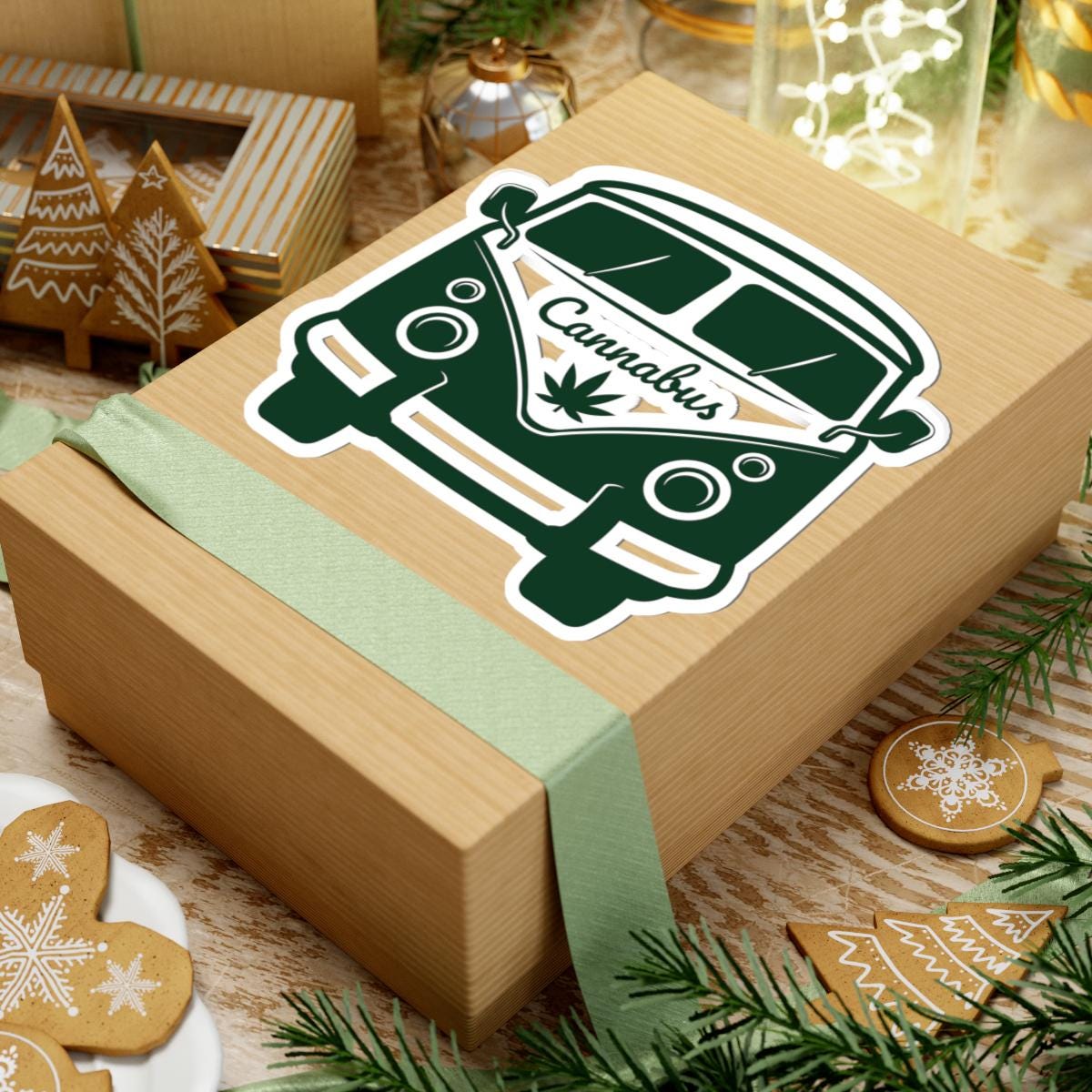 Cannabus Sticker | Retro Marijuana Van Decal, Waterproof Vinyl Stoner Gift