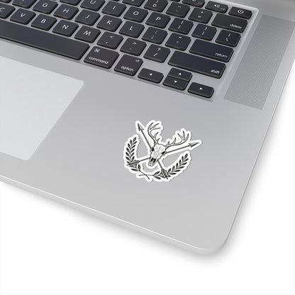 Deer Skull Sticker | Crossed Arrows, Laurel Decal | Hunting, Western Gothic Vinyl Art