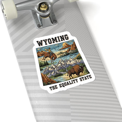 Wyoming Sticker Pack | Cowboy Bison Mountain Art, Equality State Vinyl (Glossy/Matte/Holographic)