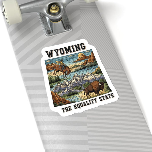 Wyoming Sticker Pack | Cowboy Bison Mountain Art, Equality State Vinyl (Glossy/Matte/Holographic)