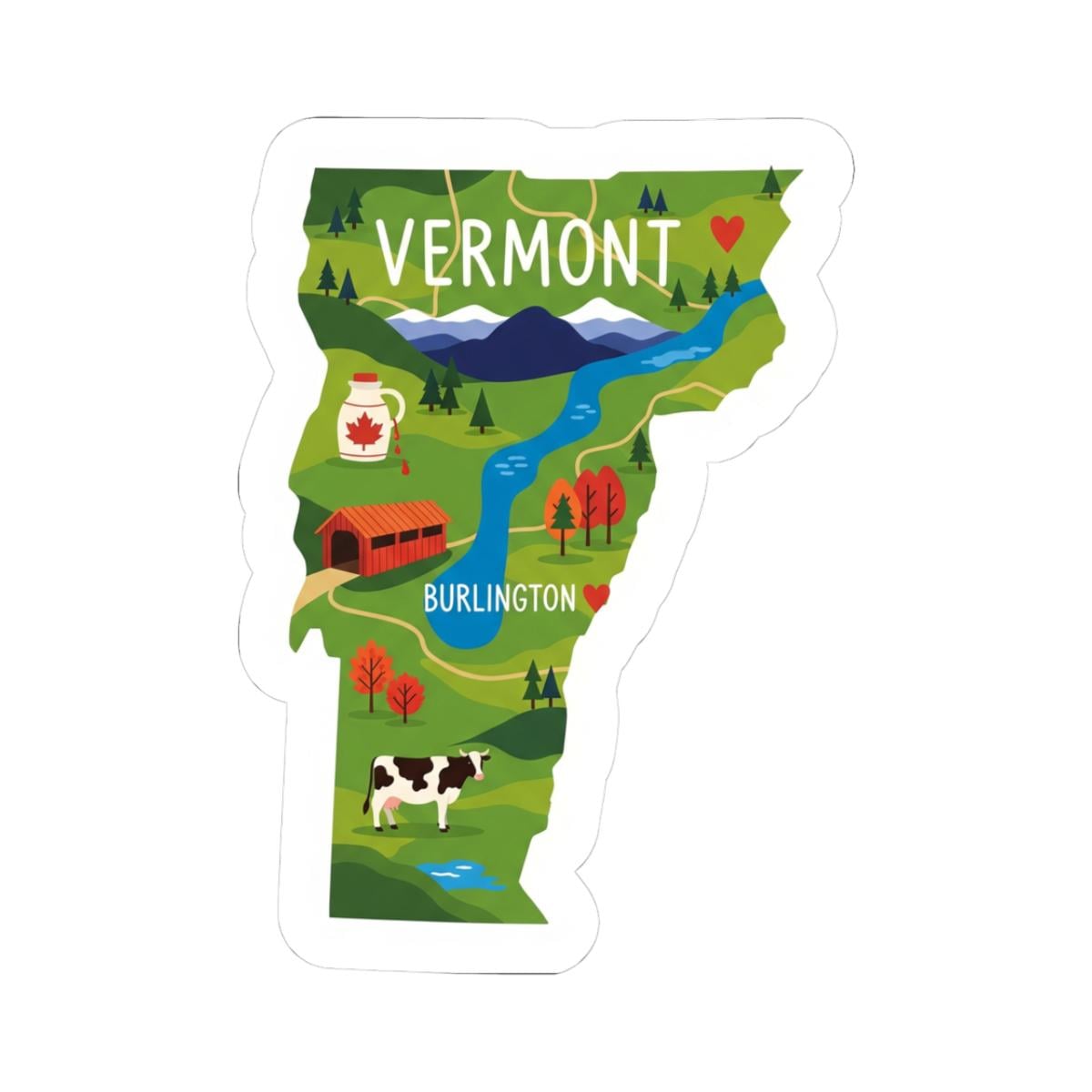 Vermont Sticker Pack | Maple Syrup Cow Covered Bridge Art (Waterproof)