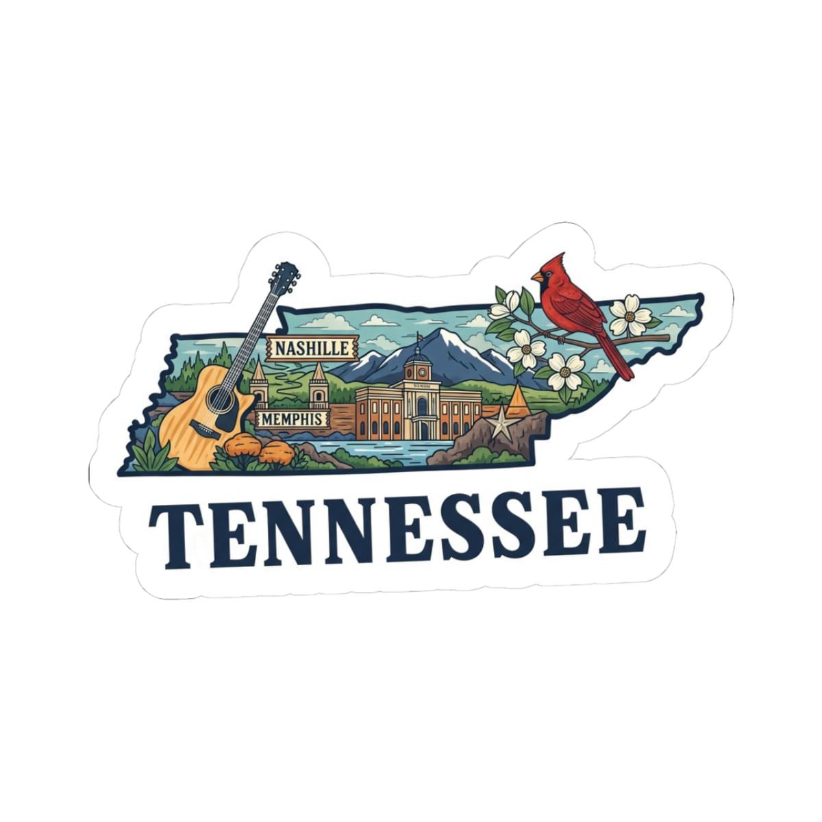 ColorFlow | Tennessee Vinyl Sticker Pack | Nashville Memphis Cardinal Guitar Art | Waterproof Glossy Matte Holographic