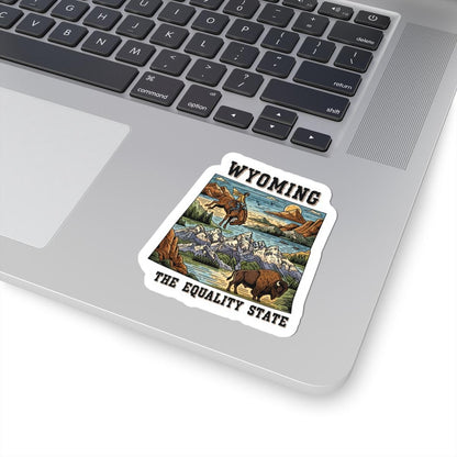 Wyoming Sticker Pack | Cowboy Bison Mountain Art, Equality State Vinyl (Glossy/Matte/Holographic)
