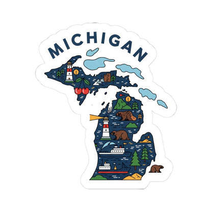 Michigan Lighthouse Sticker | Lakes State Vinyl Decal (Waterproof)