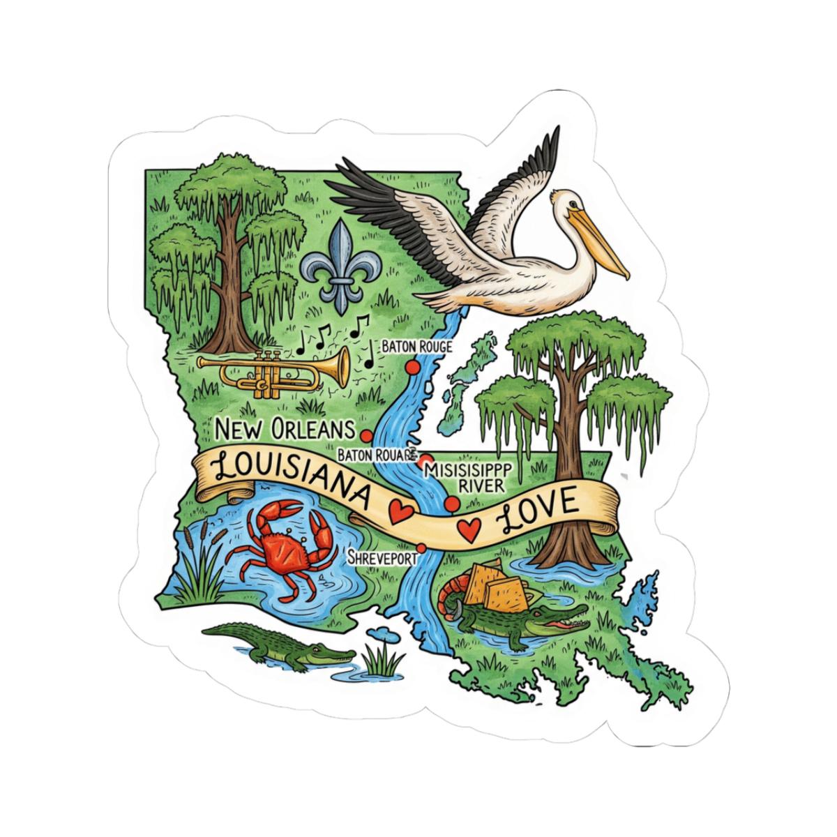 Louisiana State Vinyl Sticker | Waterproof Cajun Bayou Decal (Made in USA)