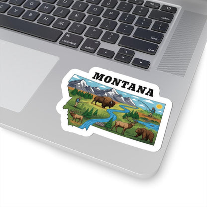 Montana Bison Art Vinyl Sticker | Big Sky Country Decal (Waterproof)