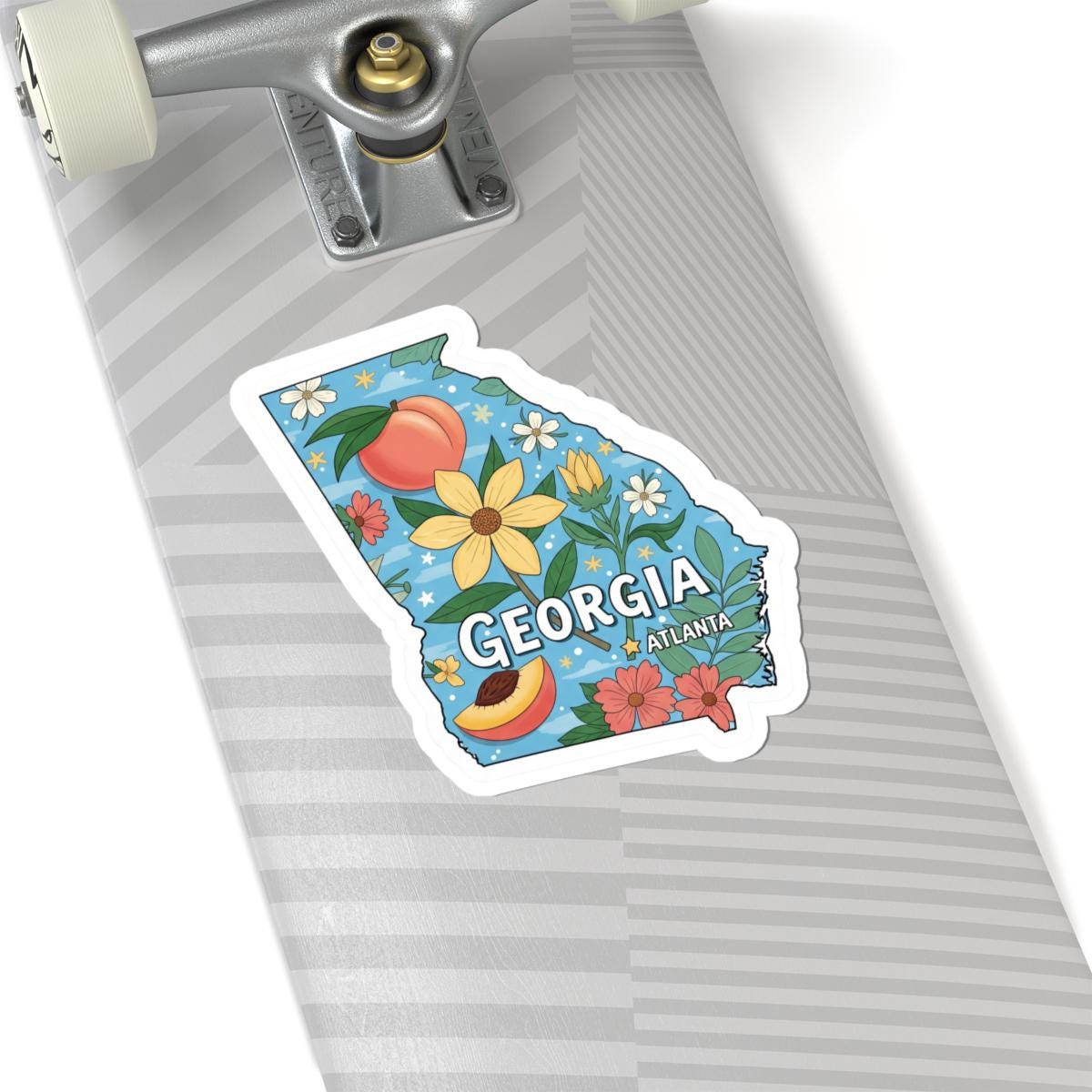 Georgia Peach Floral Vinyl Sticker | Atlanta Decal (Waterproof)