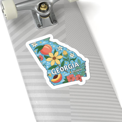 Georgia Peach Floral Vinyl Sticker | Atlanta Decal (Waterproof)