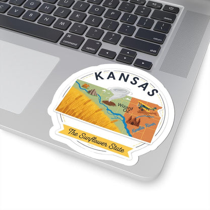 Kansas Sunflower State Sticker | Wizard Oz Art, Wheat, Tornado Decal (Waterproof)