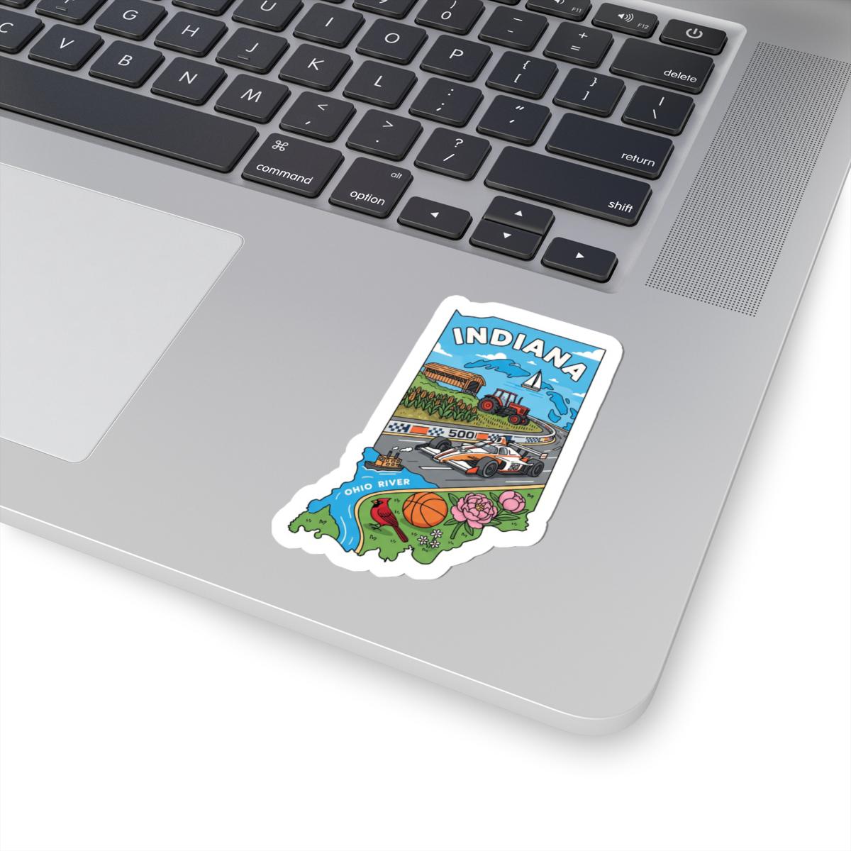 Indiana State Vinyl Sticker | Indy 500 Race Car, Tractor, River Art (Waterproof)