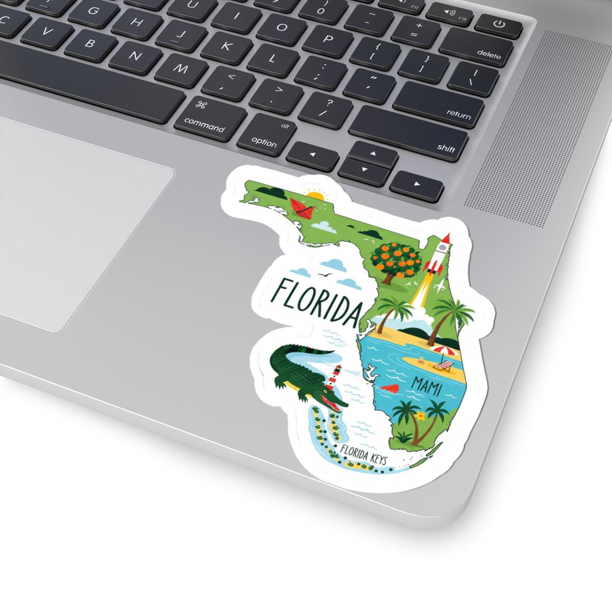 Florida State Vinyl Sticker | Waterproof Beach Art Decal (Made in USA)