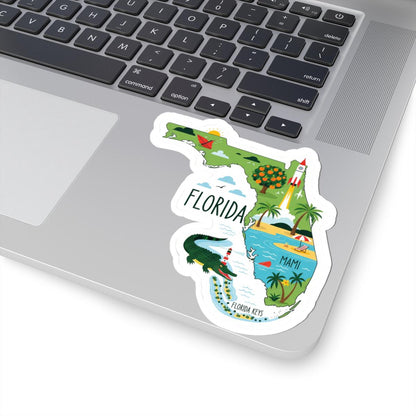 Florida State Vinyl Sticker | Waterproof Beach Art Decal (Made in USA)