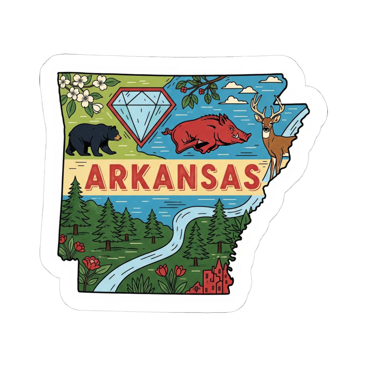 Arkansas State Vinyl Sticker | Waterproof Durable Decal | USA Made Art