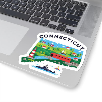 Connecticut State Vinyl Sticker | Durable Waterproof Decal | Made in USA