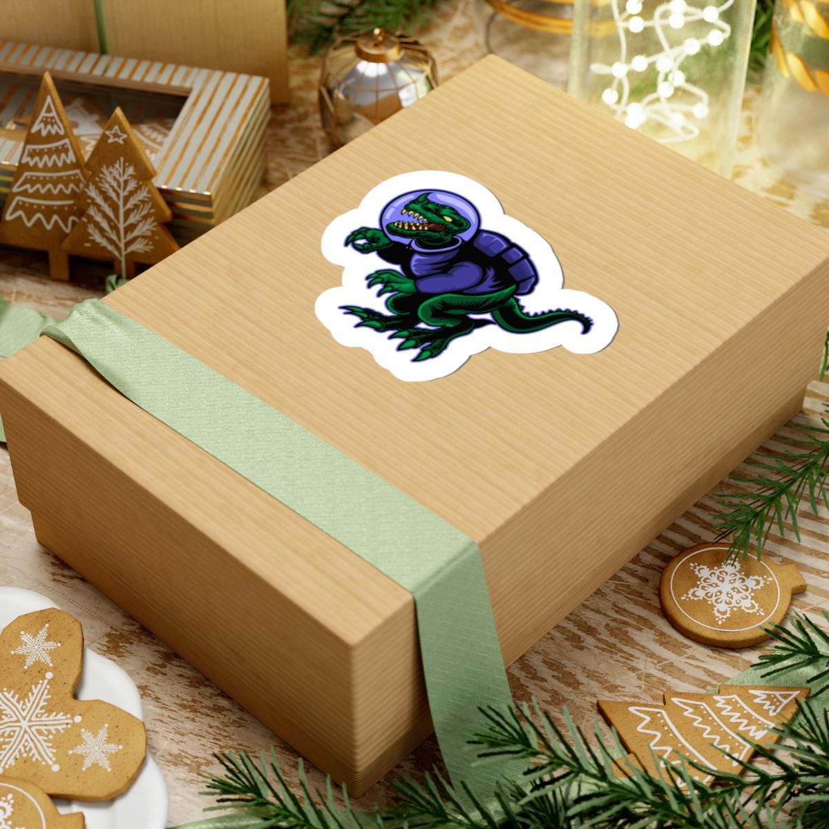 Space Dinosaur Sticker | Astronaut T-Rex Vinyl Decal, Cosmic Sci Fi Laptop Sticker