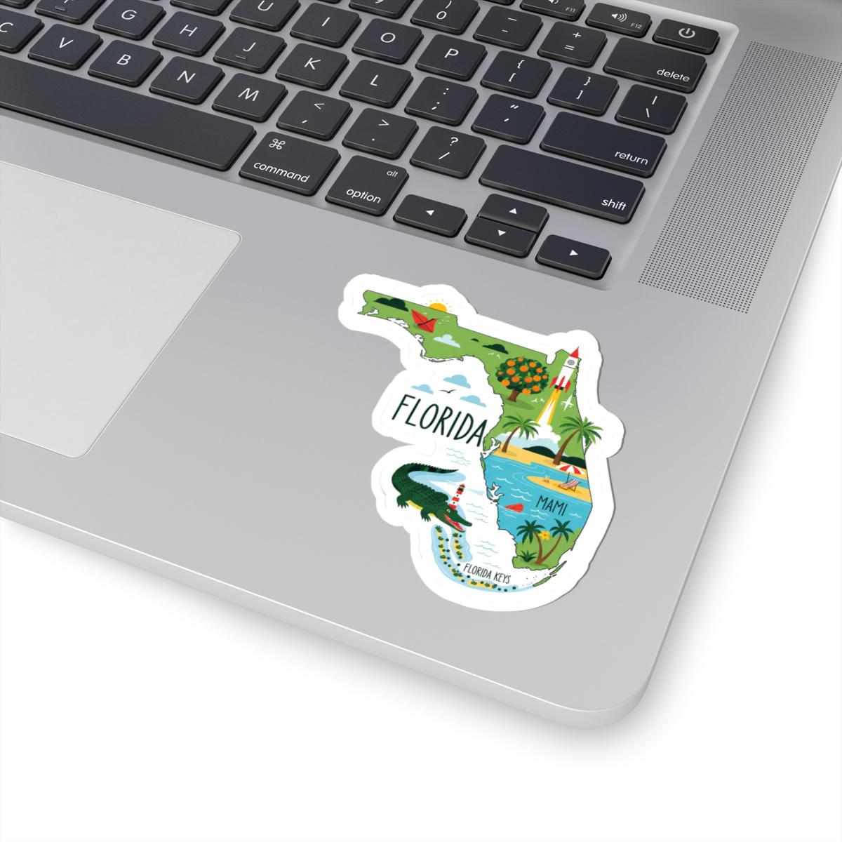 Florida State Vinyl Sticker | Waterproof Beach Art Decal (Made in USA)
