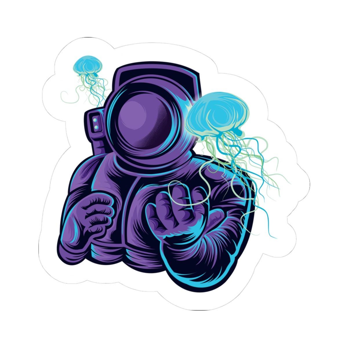 Astronaut Jellyfish Sticker | Cosmic Ocean Vinyl Decal (Waterproof)