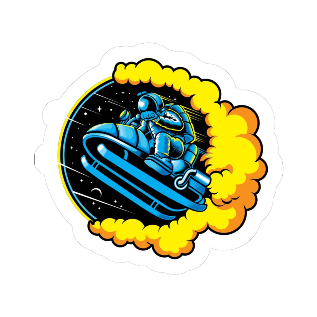 Astronaut Snowmobile Sticker | Cosmic Space Rider Vinyl Decal