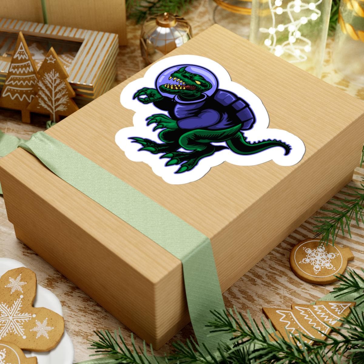 Space Dinosaur Sticker | Astronaut T-Rex Vinyl Decal, Cosmic Sci Fi Laptop Sticker