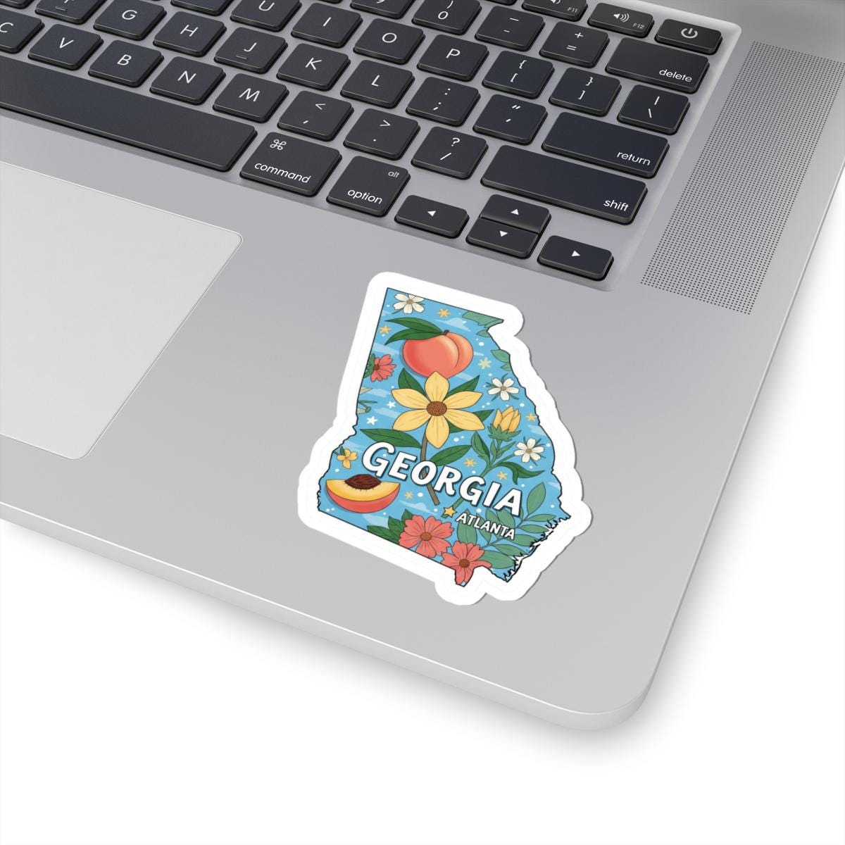 Georgia Peach Floral Vinyl Sticker | Atlanta Decal (Waterproof)
