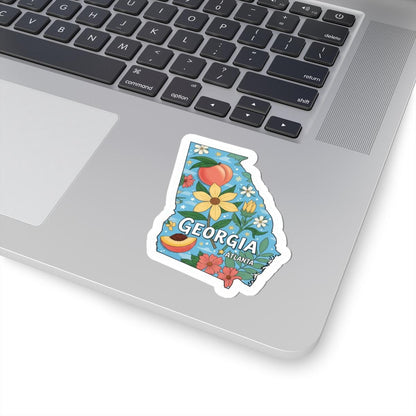 Georgia Peach Floral Vinyl Sticker | Atlanta Decal (Waterproof)