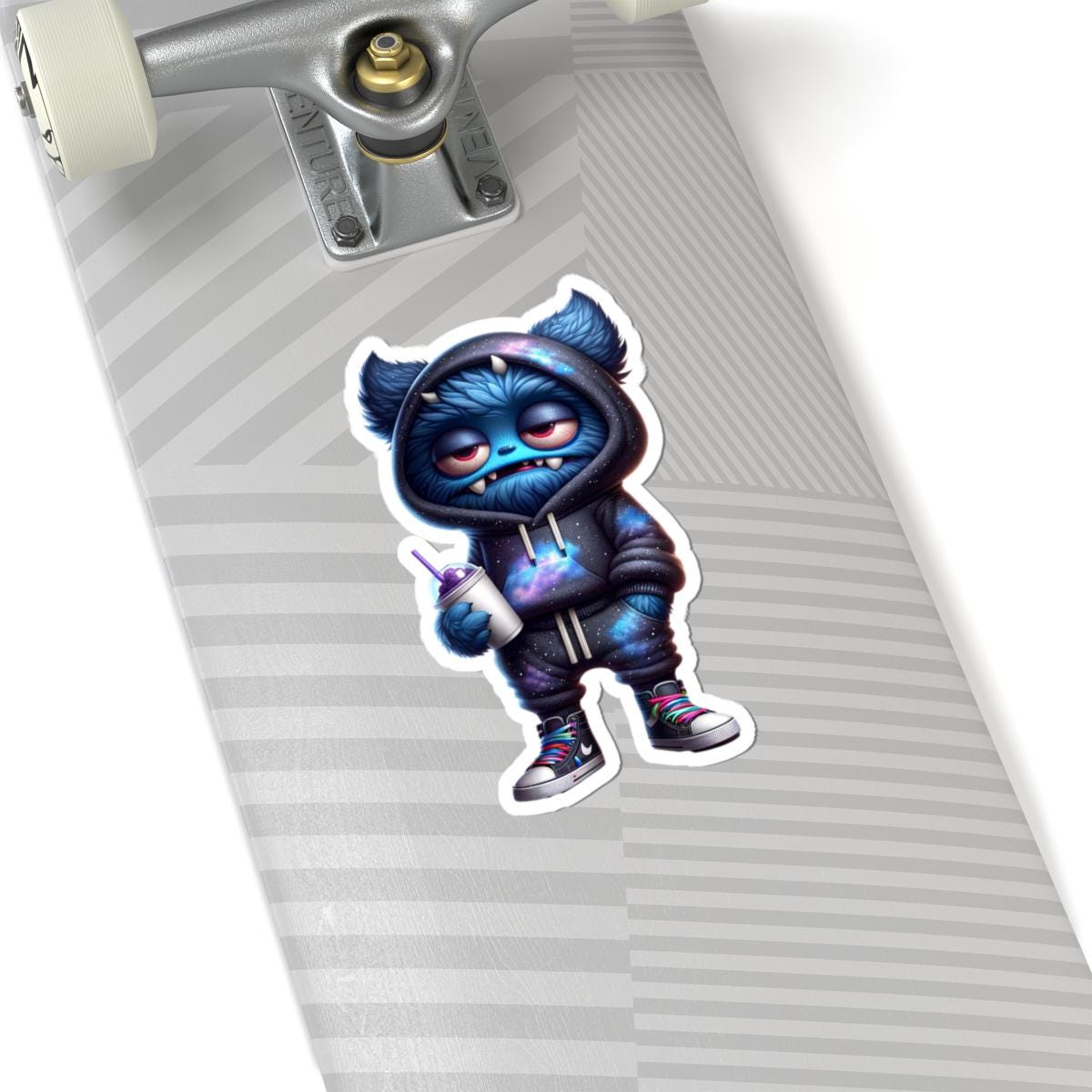 Blue Galaxy Monster Hoodie Sticker | Waterproof Vinyl Laptop Decor