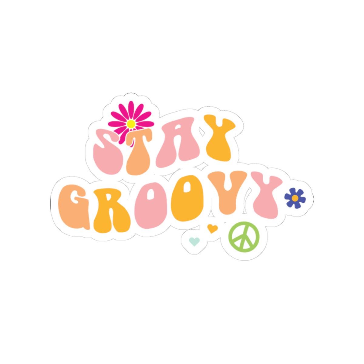 Stay Groovy Retro 70s Peace Sign Flower Power Sticker | Boho Vinyl Decal