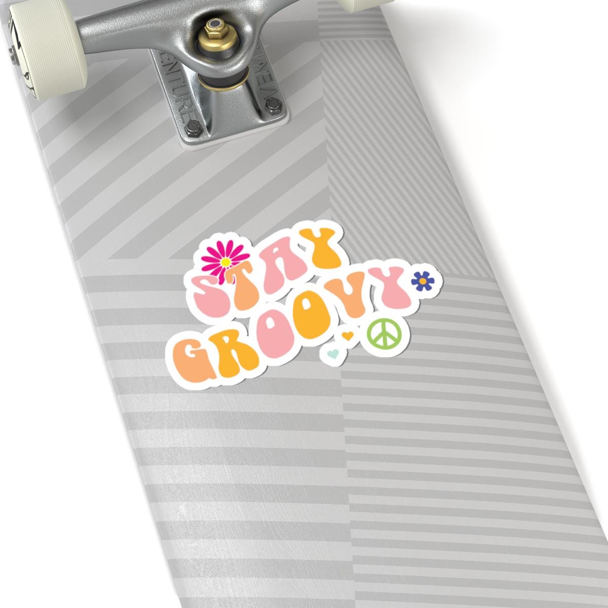 Stay Groovy Retro 70s Peace Sign Flower Power Sticker | Boho Vinyl Decal