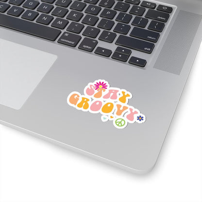 Stay Groovy Retro 70s Peace Sign Flower Power Sticker | Boho Vinyl Decal