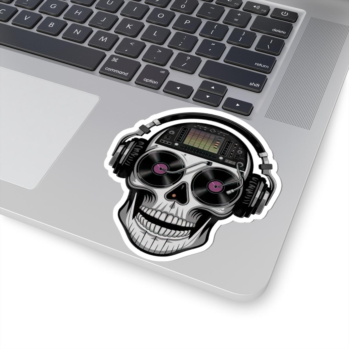 DJ Skull Sticker | Vinyl Turntable Headphones Decal (Waterproof)