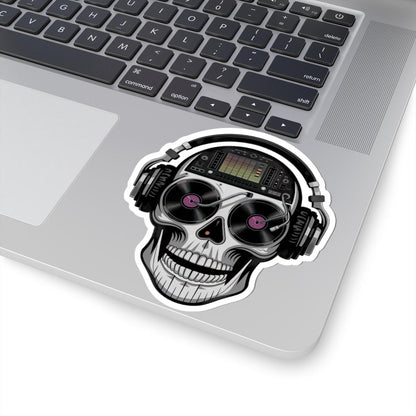 DJ Skull Sticker | Vinyl Turntable Headphones Decal (Waterproof)