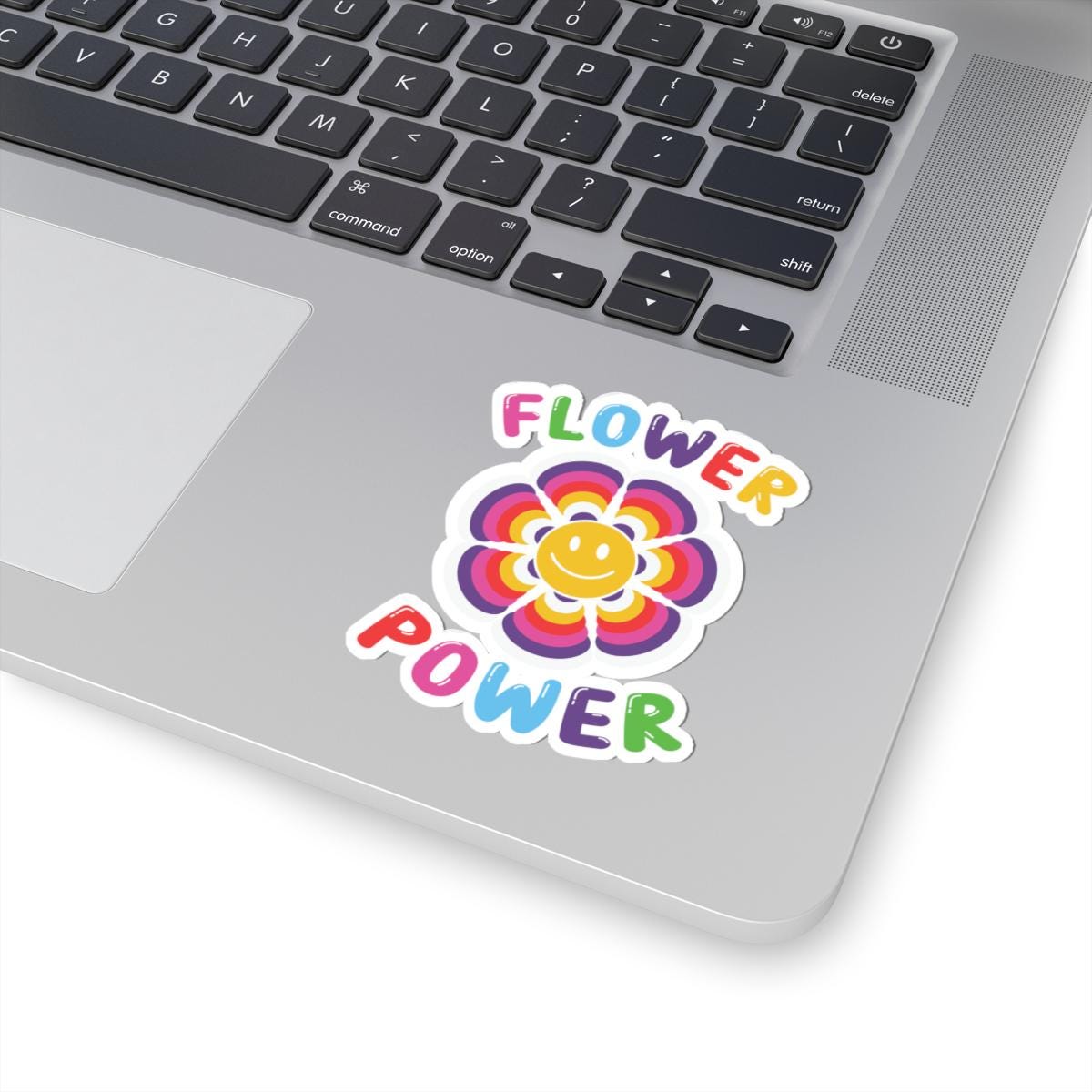 Flower Power Sticker | Groovy Rainbow Smile Face Decal (Waterproof Vinyl)