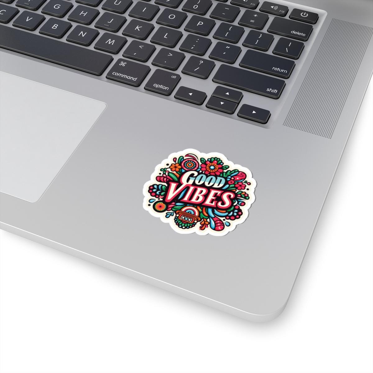 Good Vibes Retro Floral Vinyl Sticker | Boho Uplifting Decal