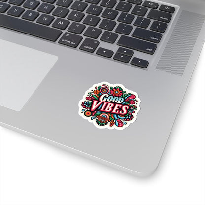 Good Vibes Retro Floral Vinyl Sticker | Boho Uplifting Decal