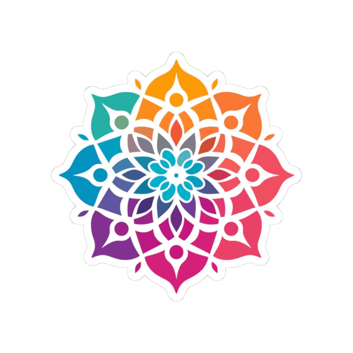 ColorFlow Rainbow Mandala Sticker | Sacred Geometry Vinyl Decal (Laptop, Journal)